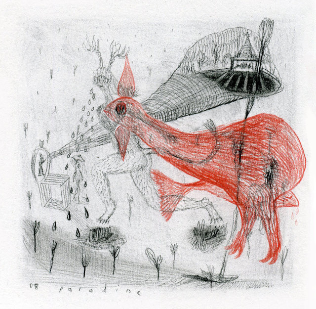 14. 'Untitled' Conte, & coloured pastel pencil on paper 15x15cm 2008