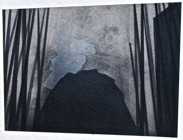 Not Too Distant Future 9, 2014, graphite and gouache on paper, ~5.5 x 7”