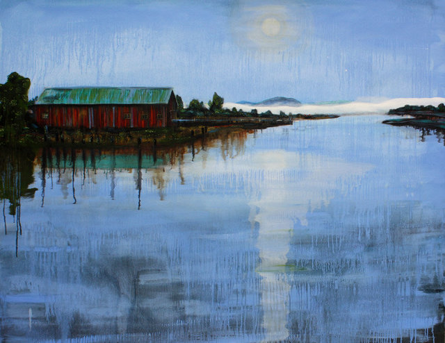 moon over samish river