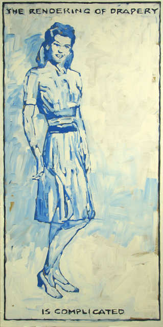 The Rendering of Drapery Is Complicated, 2015, Latex on Masonite panel, 96 x 48 in.
