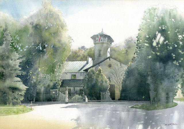 Pruszków oficyna dworska 50x70 akwarela (wł. pr.)