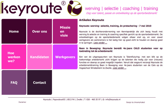 Webdesign for Keyroute