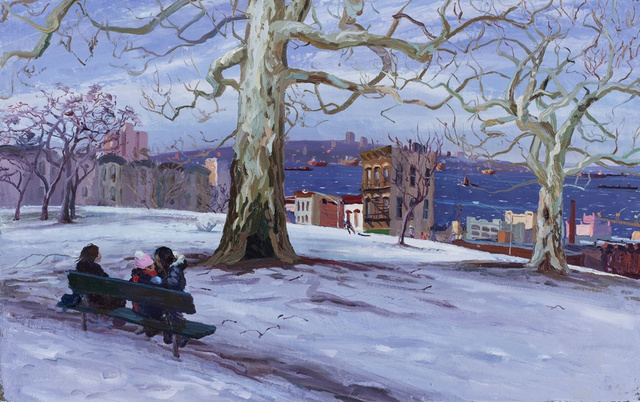 Sunset Park- Winter, 28 x 40" sold