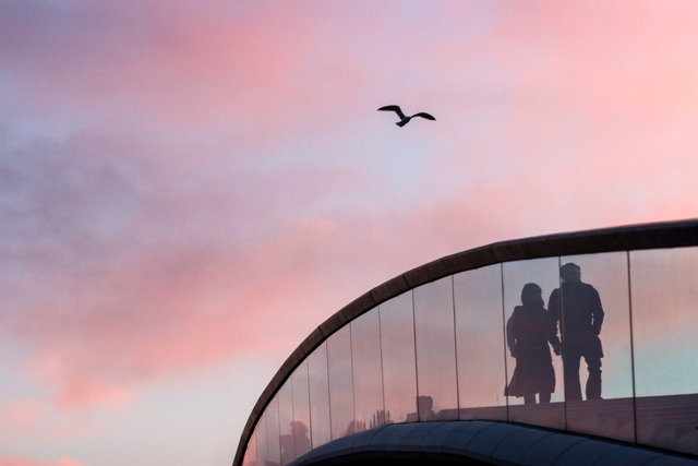 Sun sets over the Calatrava Bridge