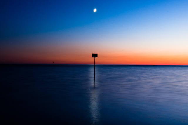 Sunset and moonlight at Rota, Jerez de la Frontera