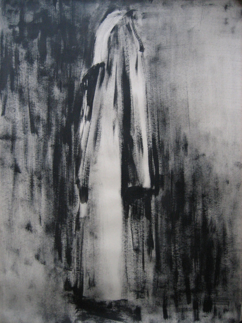 płaszcz, 100x70, tempera/papier,
