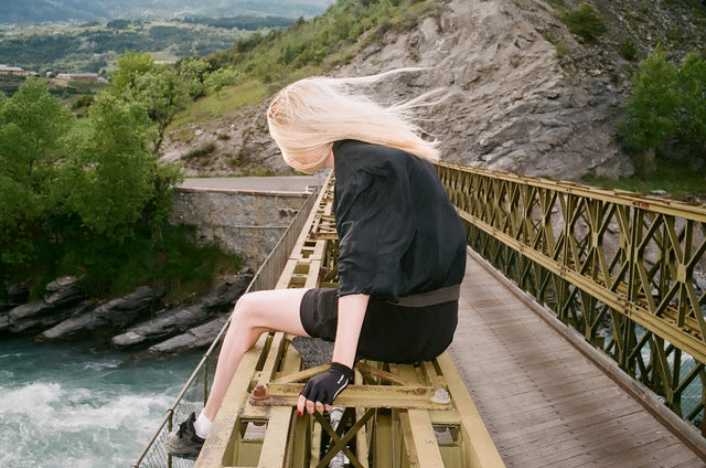 Jen on a bridge, Embrun