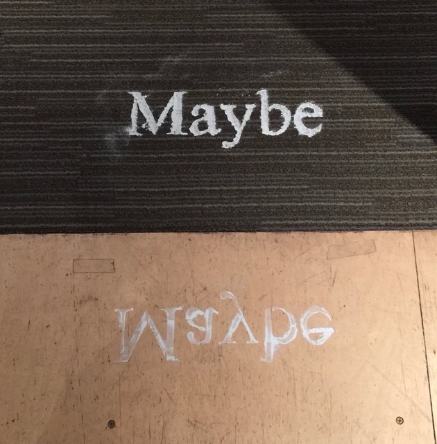 Maybe, 2016, Baby powder on wood floor and carpet, variable dimensions