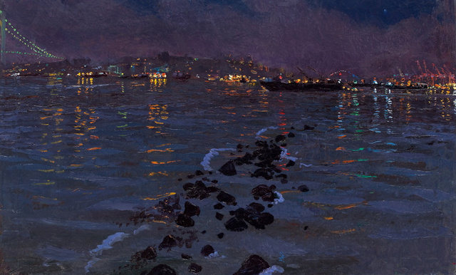 New York Harbor- Night, 24 x 36" sold