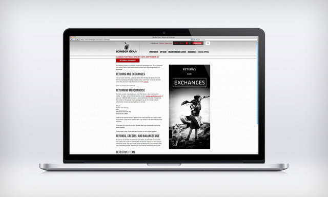 Imagery provided for Bomber Gear's website