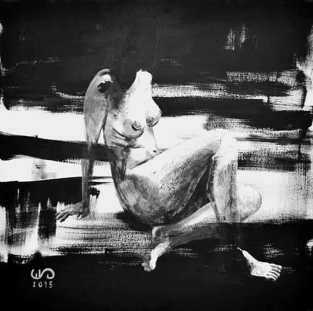 Umbra II z cyklu Lux in Tenebris 80x80 akryl płótno 2015 (wł. pryw.)
