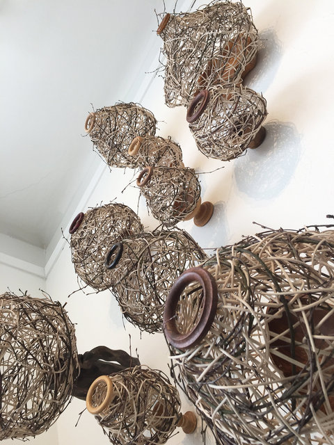 Installation made of wooden objects and rattan. 2015