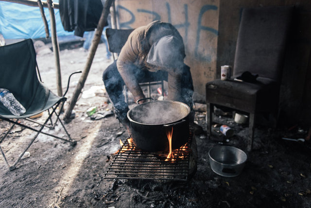 Preparing dinner.