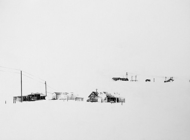 I-37 to Corpus 2, 2010, graphite on paper, 12 x 16"