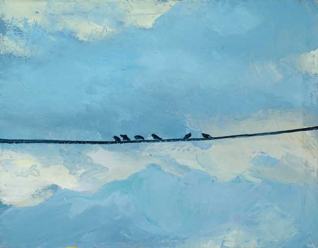 Cowbirds on a Wire, 24 x 30" sold