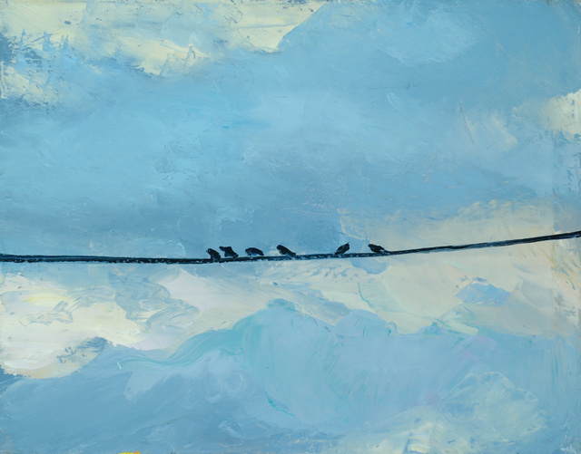 Cowbirds on a Wire, 24 x 30"  sold