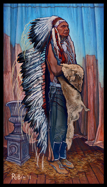 NATIVE AMERICAN, soft pastel on paper