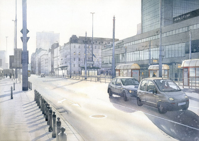 Aleje Jerozolimskie 2 50x70 akwarela