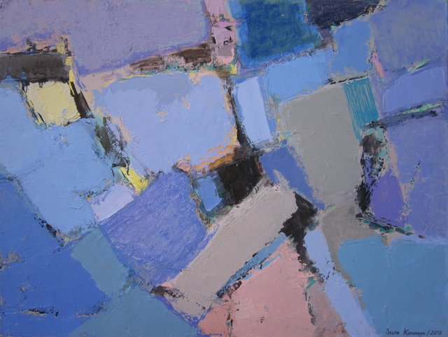 'Abstract composition. Blue fields'