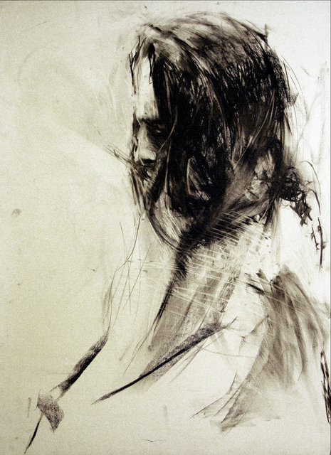 Kobieta-profil, rys. węglem 70x100 2009