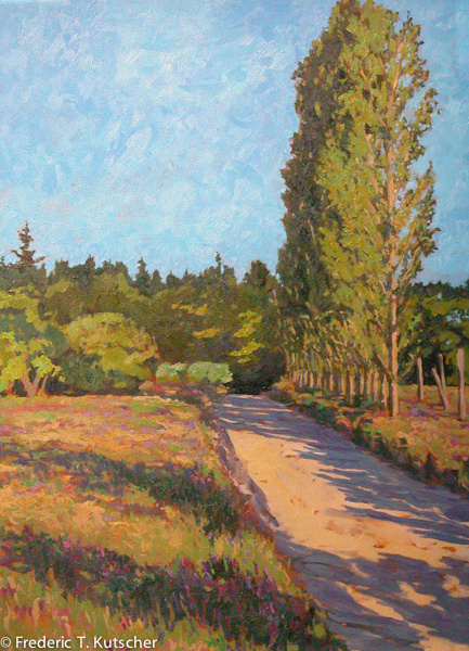 Morning Departure, Poplars Beside Driveway
