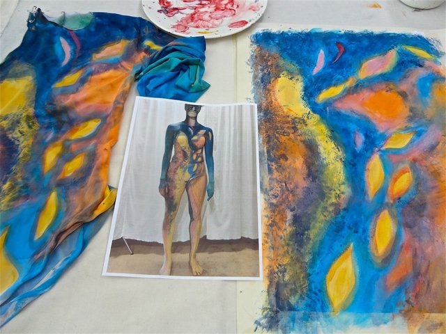 Hand-painted costume for artist Chris Offili for a Royal Ballet production