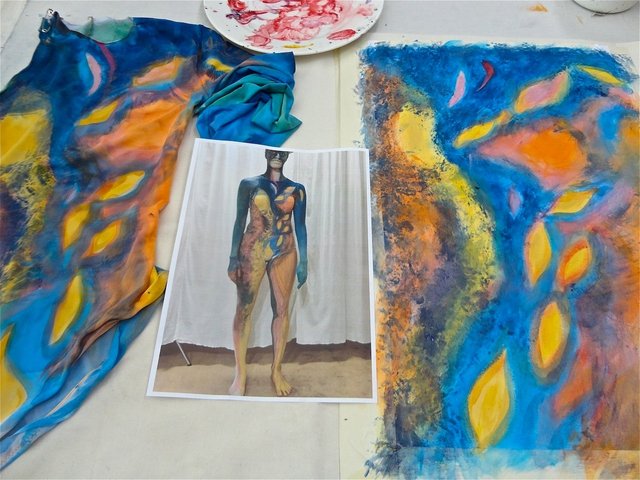 Hand-painted costume for artist Chris Offili for a Royal Ballet production