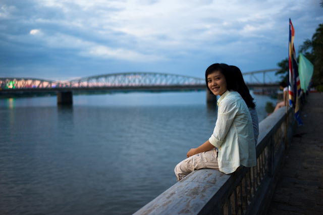 Watching night falling in Hue