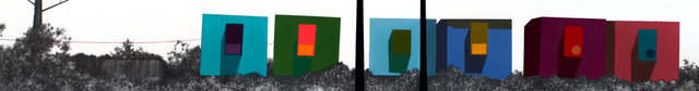 Josef's Shoulders, 2014, gouache and graphite on paper, 6 x 36" **