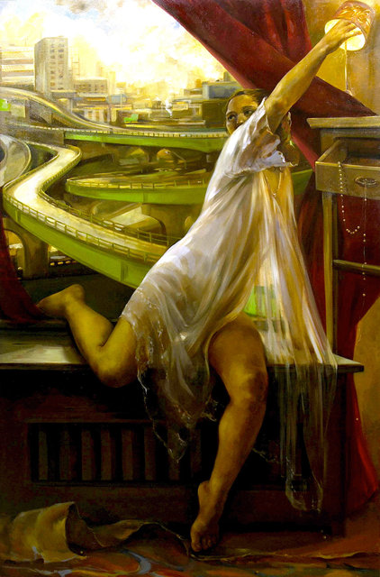 Emerald City, oil on canvas, 48"x72"