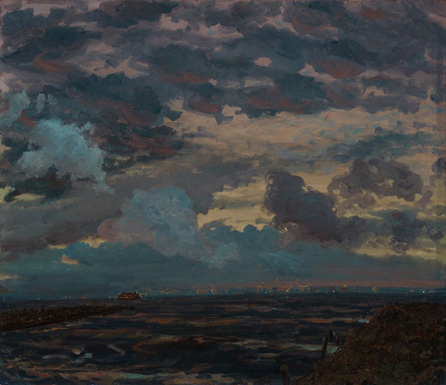 Sunset with Ferry 36 x 44"