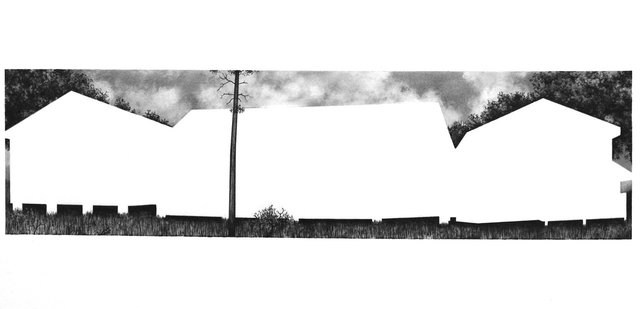 "Abandoned Winkelman, TX" 2012, 7.5 x 15", graphite on paper