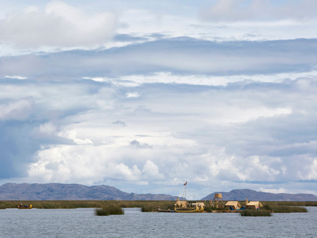 pitstop to one of the floating islands of the uros - made completely of dried totora reeds
