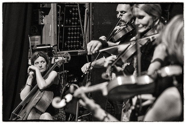 the string section during the sound check