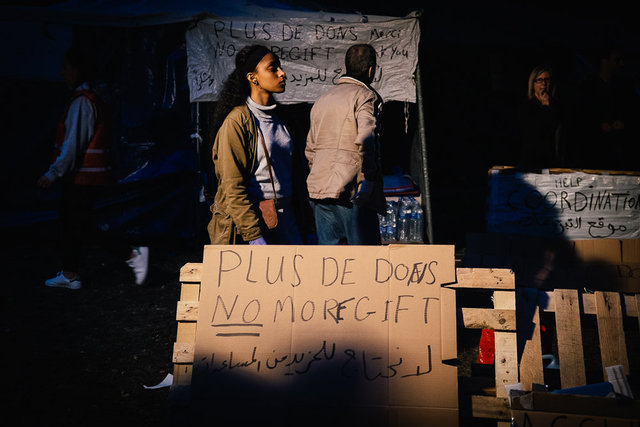 Refugee camp Maximiliaanpark Brussels.